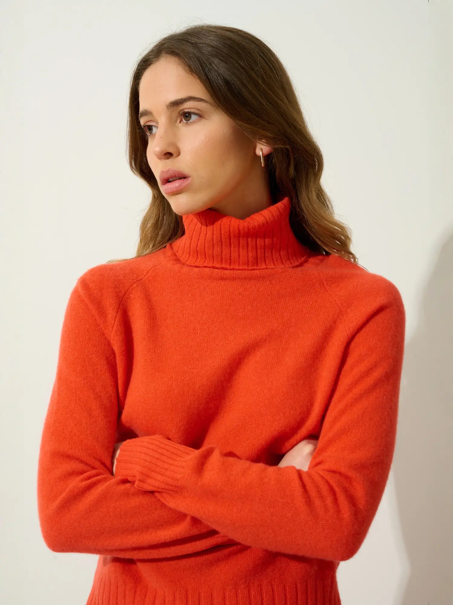 CASSY pull col roulé orange