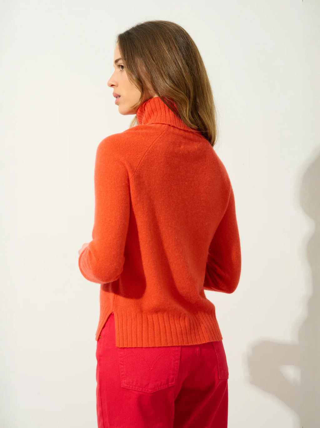 CASSY pull col roulé orange