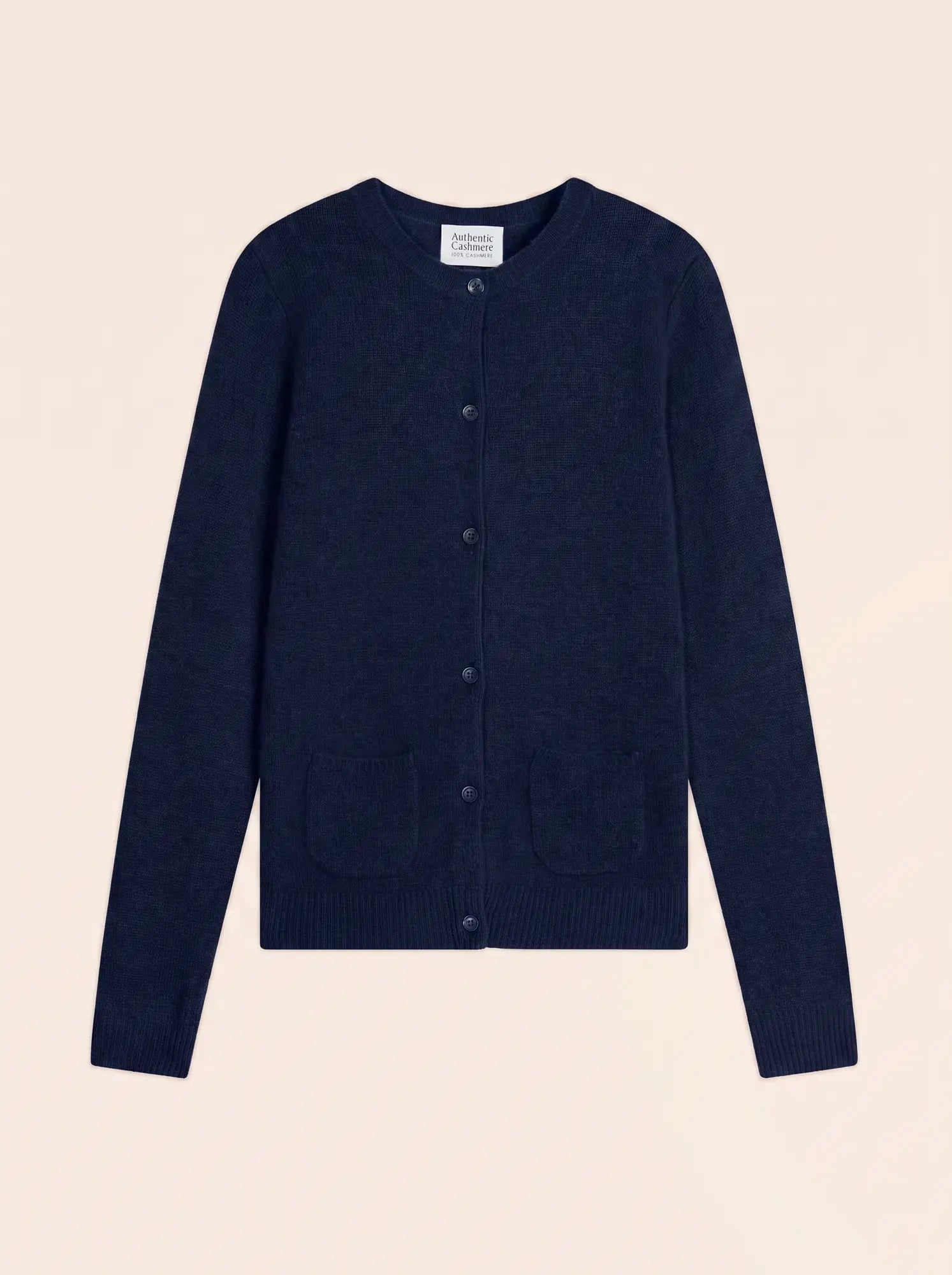 ELISE cardigan col rond 4 fils bleu marine