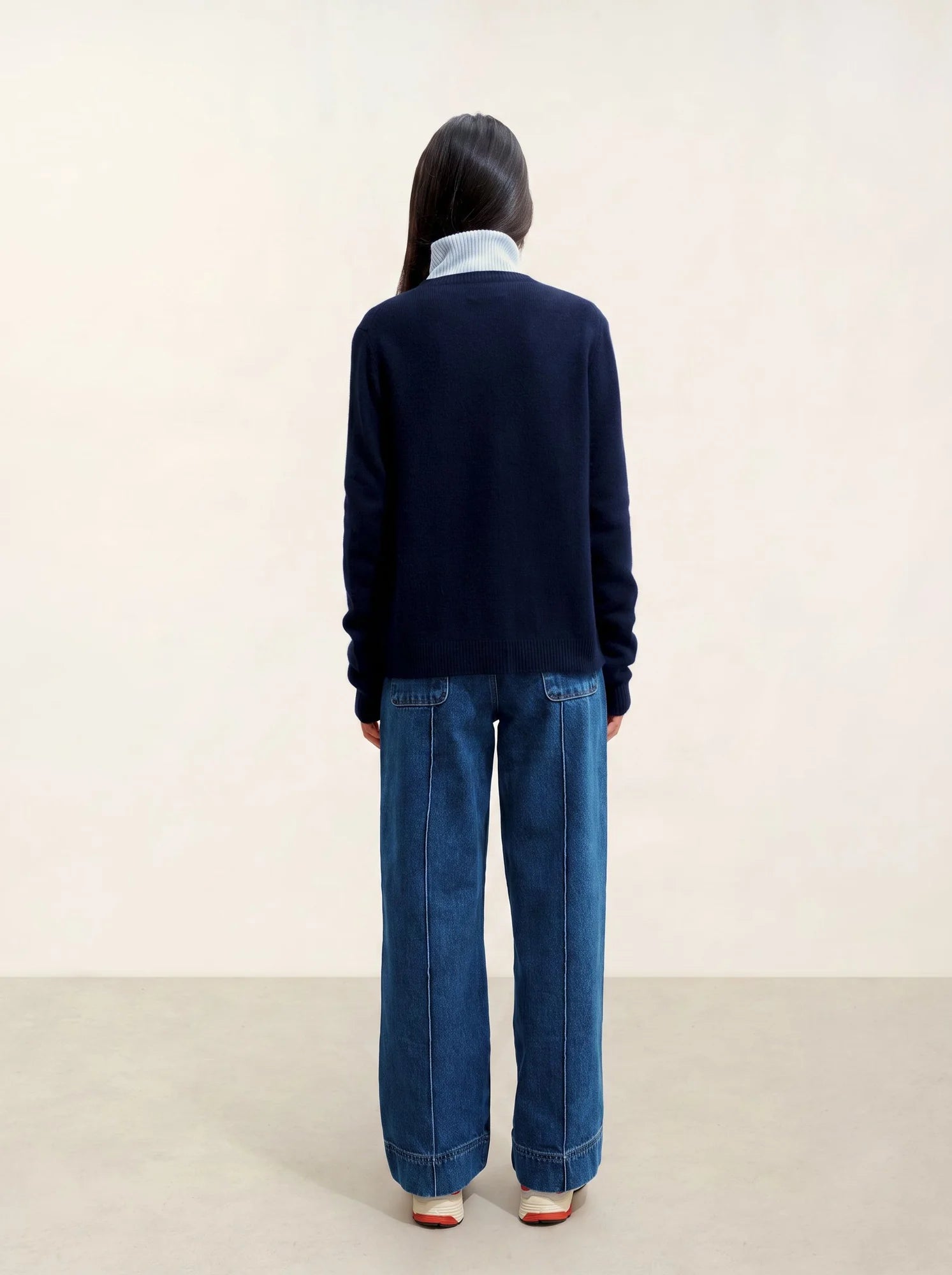 ELISE cardigan col rond 4 fils bleu marine