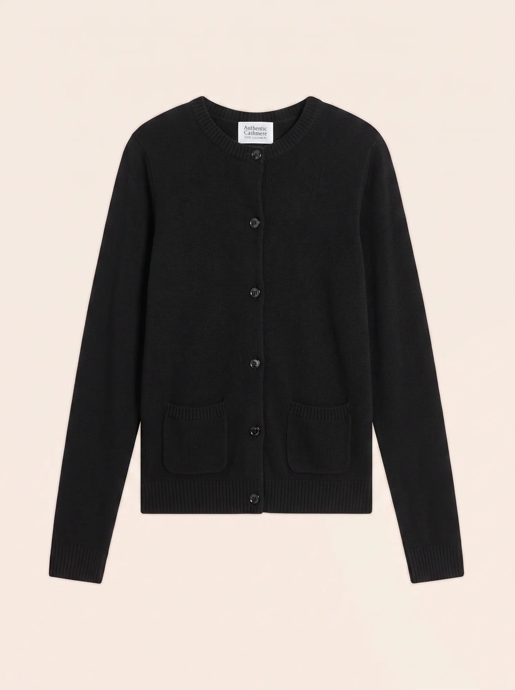 ELISE cardigan col rond 4 fils noir