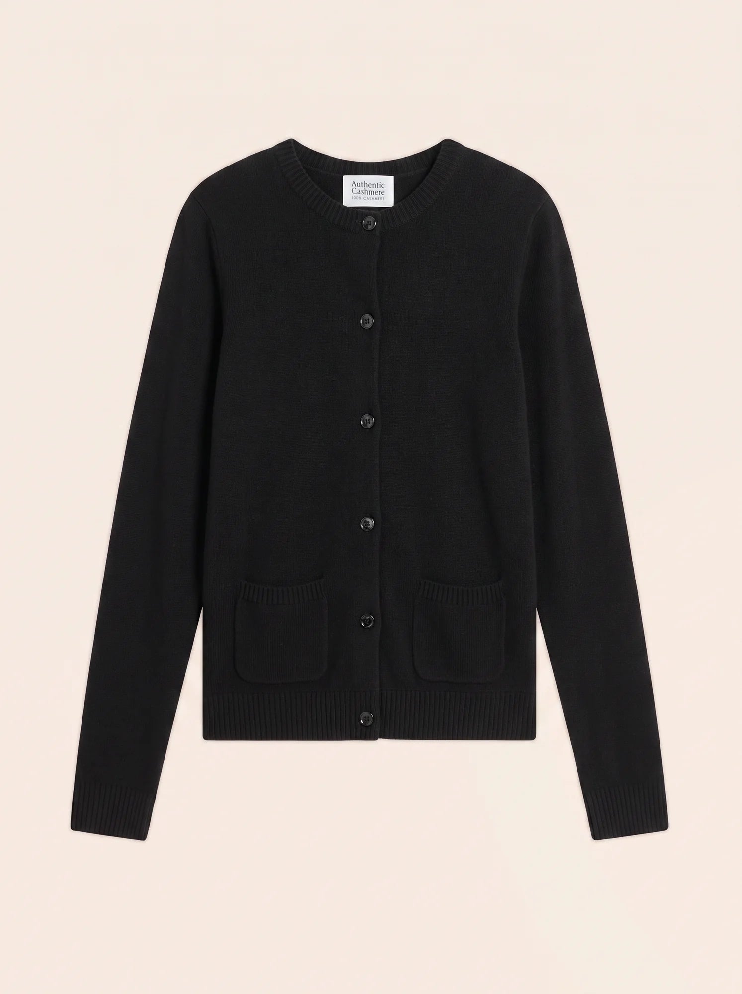 ELISE cardigan col rond 4 fils noir