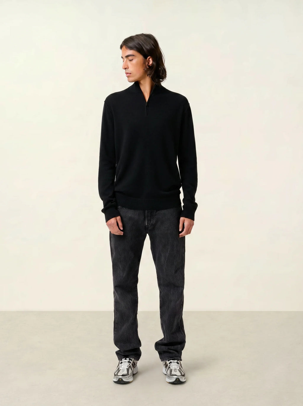 CANDICE Pullover Truckerkragen Schwarz