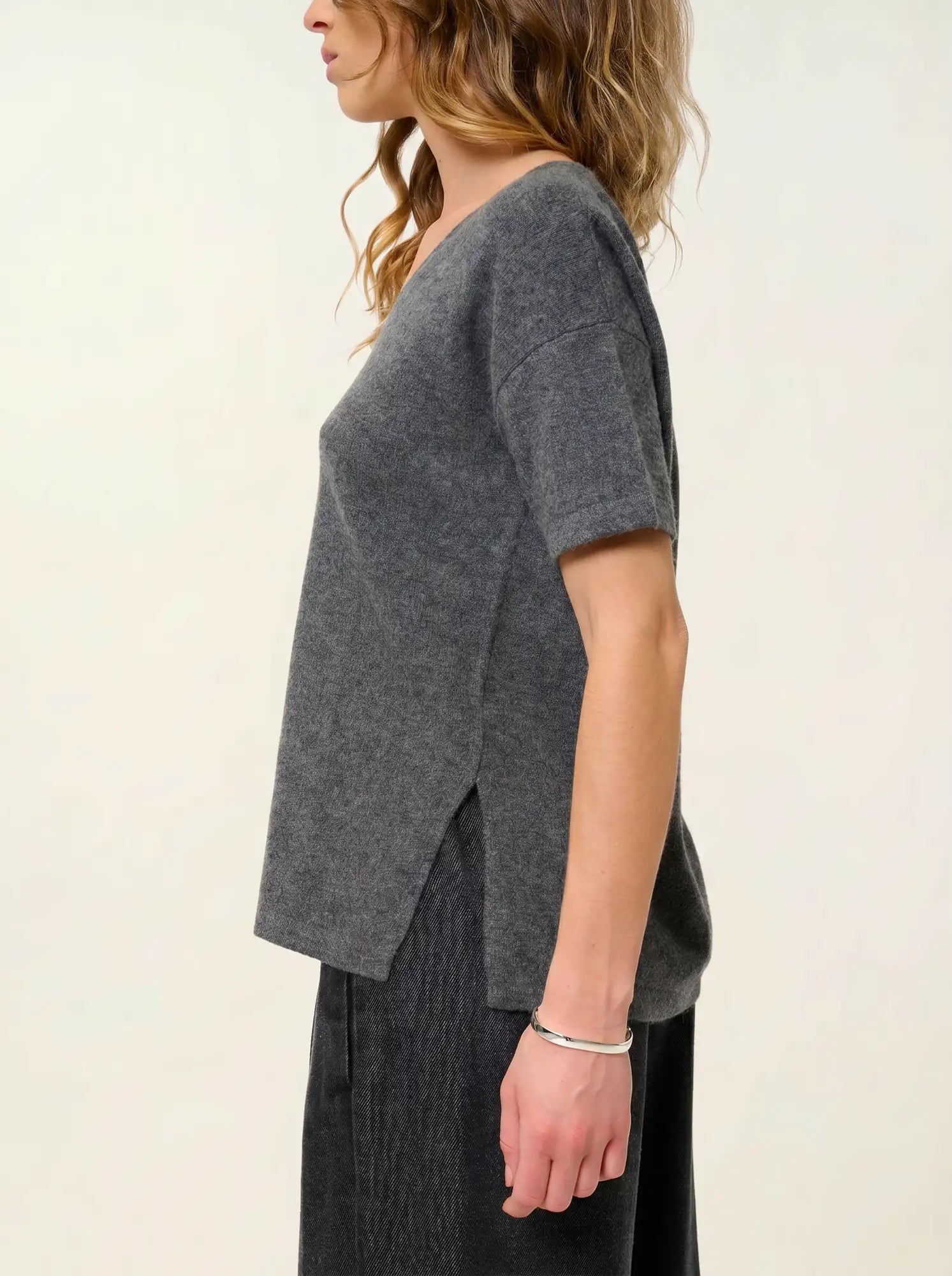 MAELYS t-shirt crew neck heather charcoal
