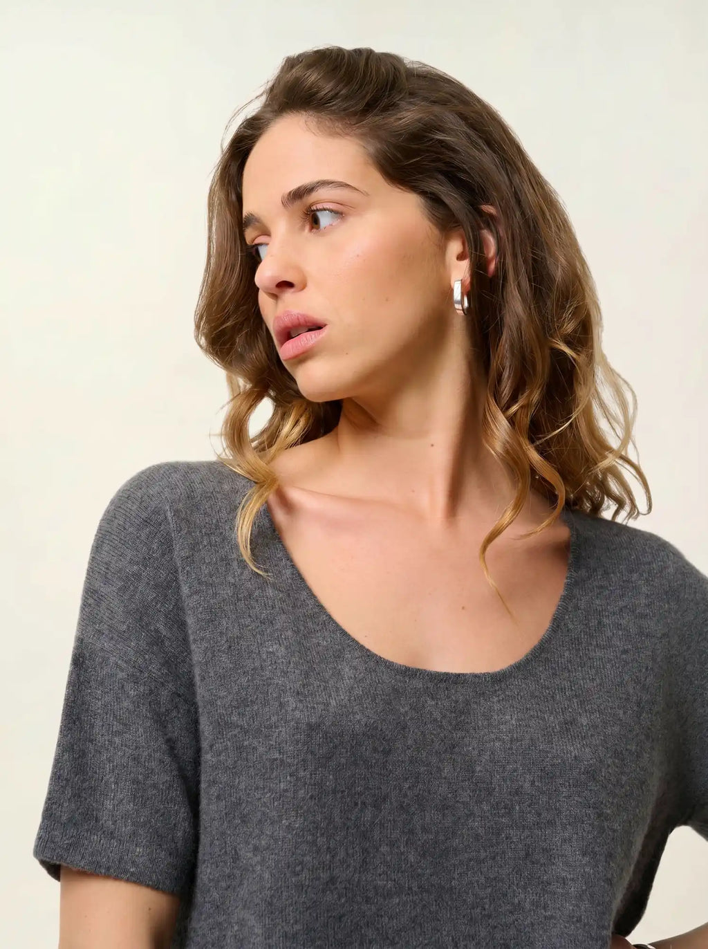 MAELYS t-shirt crew neck heather charcoal