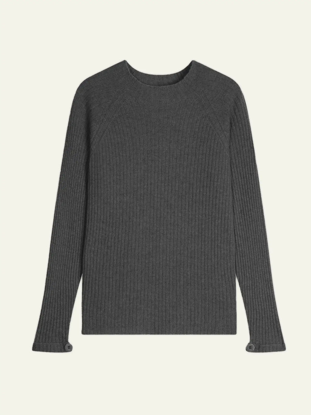 ASSIA pull col montant boutons poignets anthracite chiné
