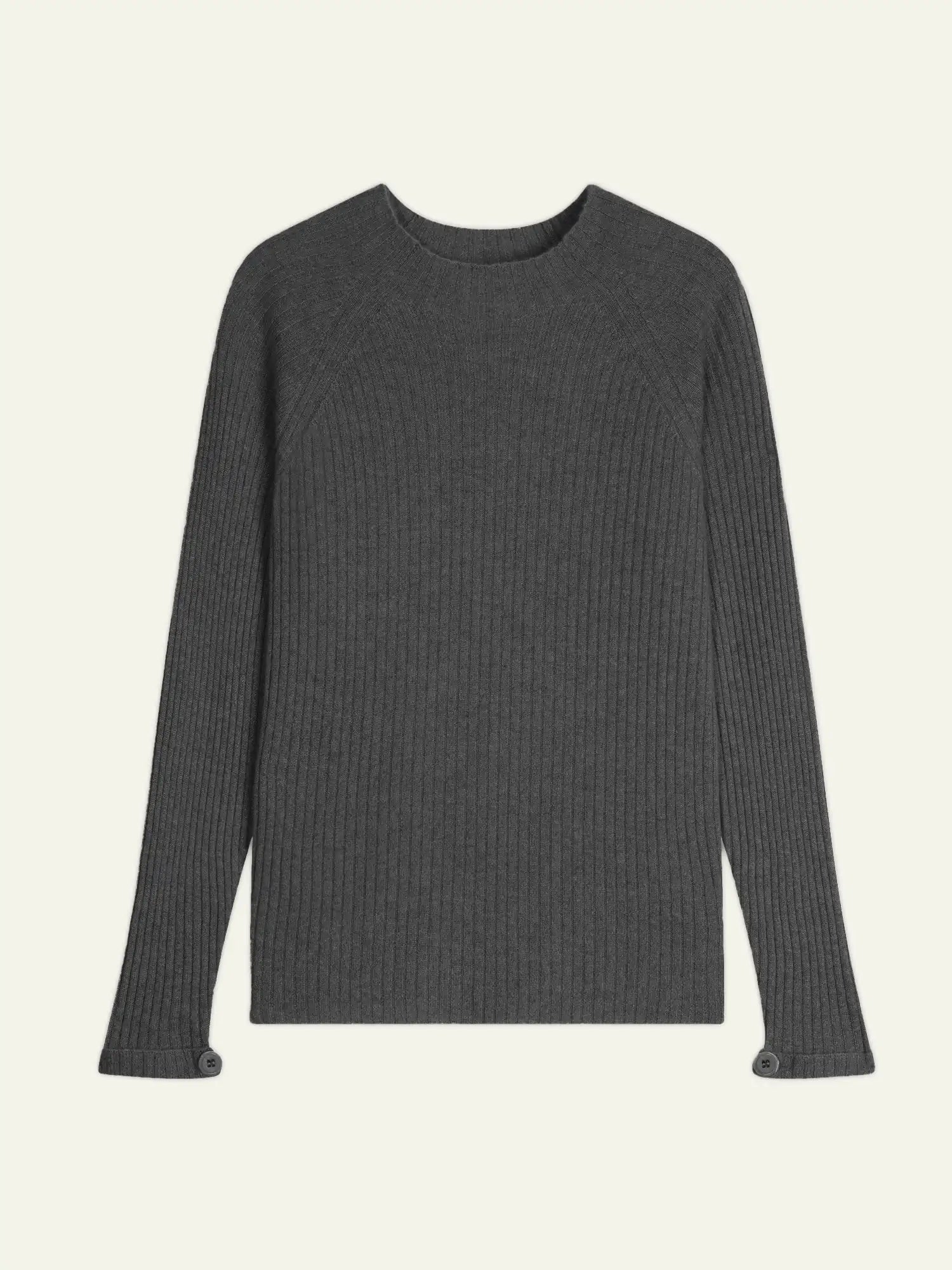 ASSIA pull col montant boutons poignets anthracite chiné