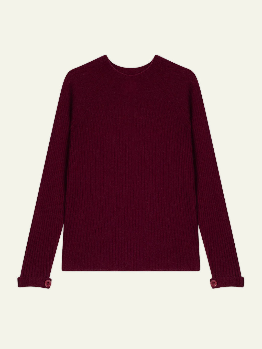 ASSIA pull col montant boutons poignets bordeaux