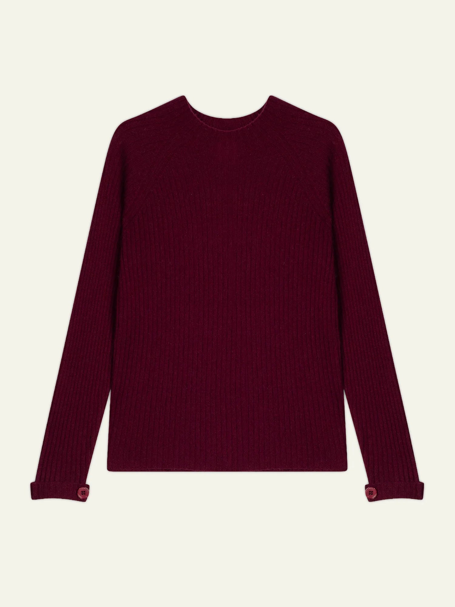 ASSIA pull col montant boutons poignets bordeaux