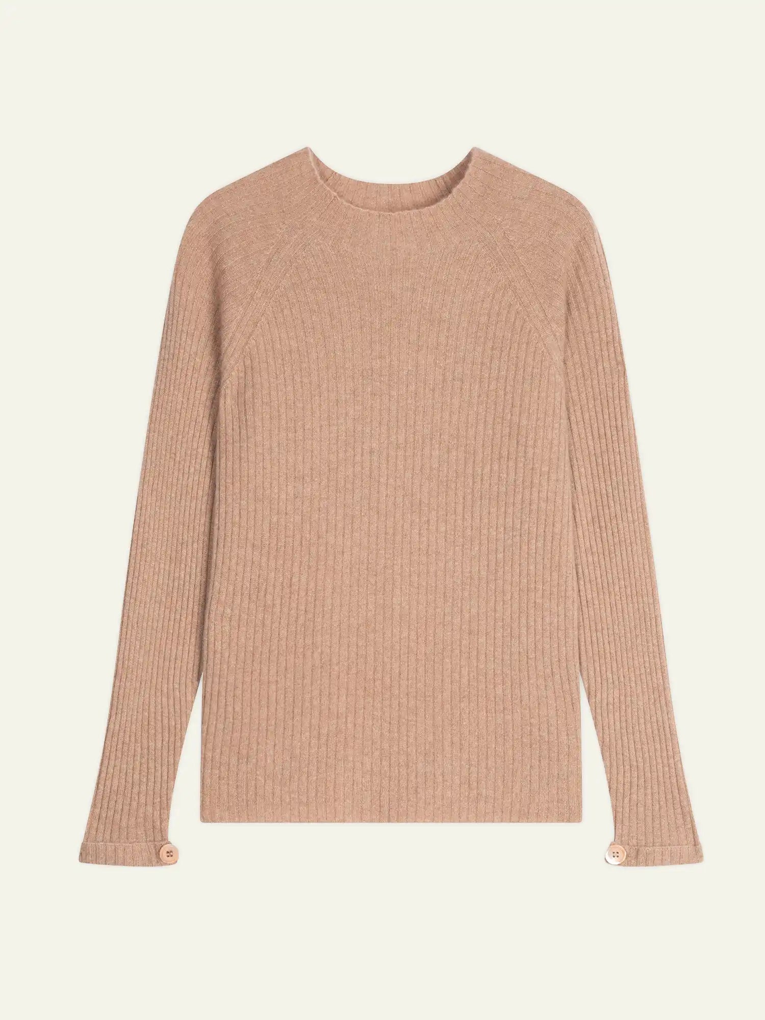ASSIA pull col montant boutons poignets camel chiné