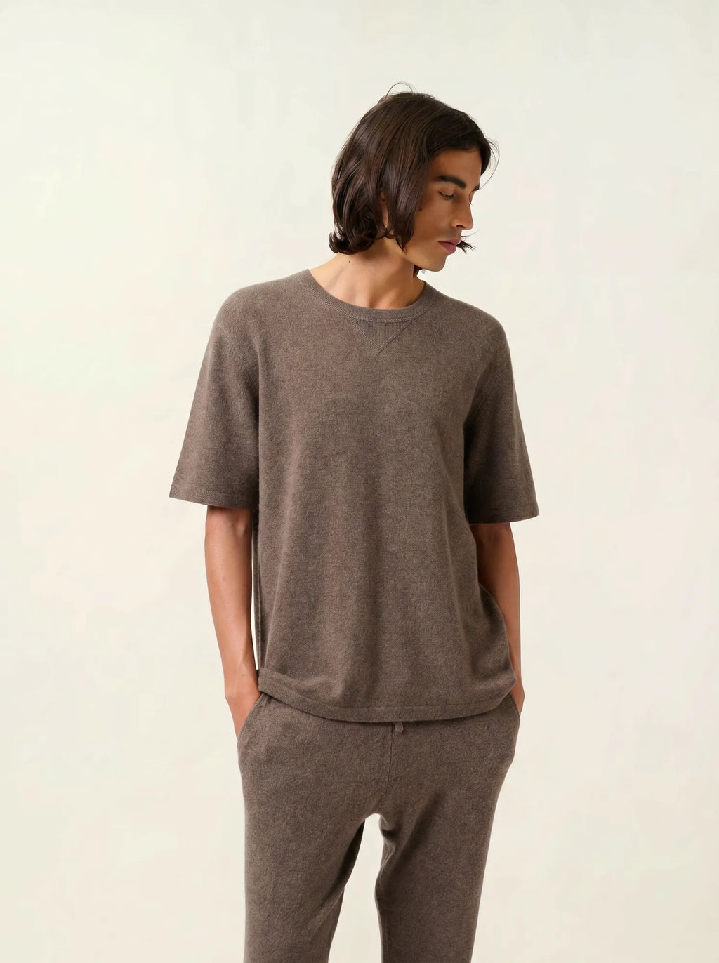 MAYA t-shirt crew neck heather taupe