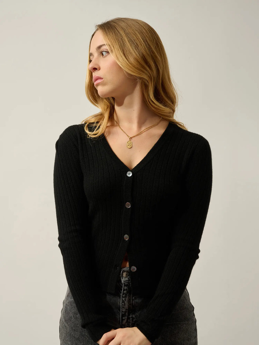 LISE cardigan col V noir