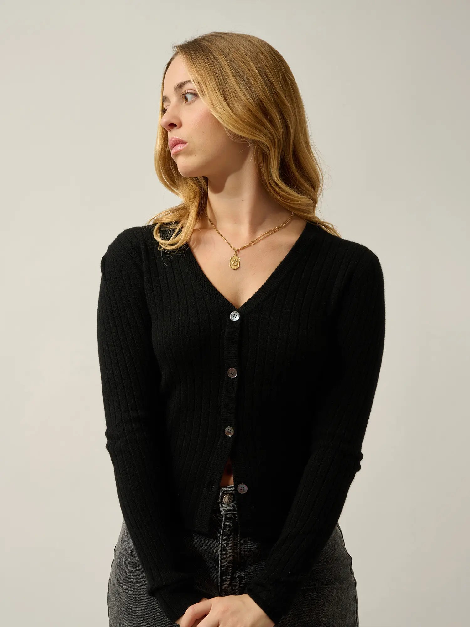 LISE cardigan col V noir