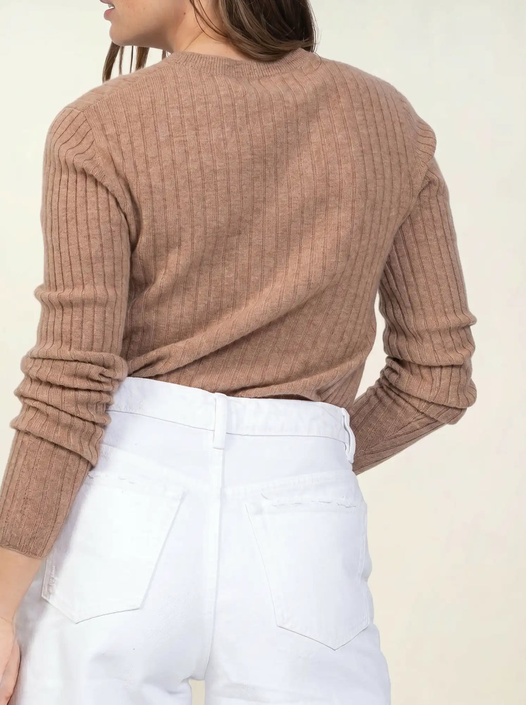 LISE cardigan col V camel chiné