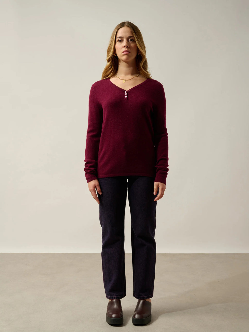 GABLE Pullover V-Ausschnitt geknöpft Bordeaux