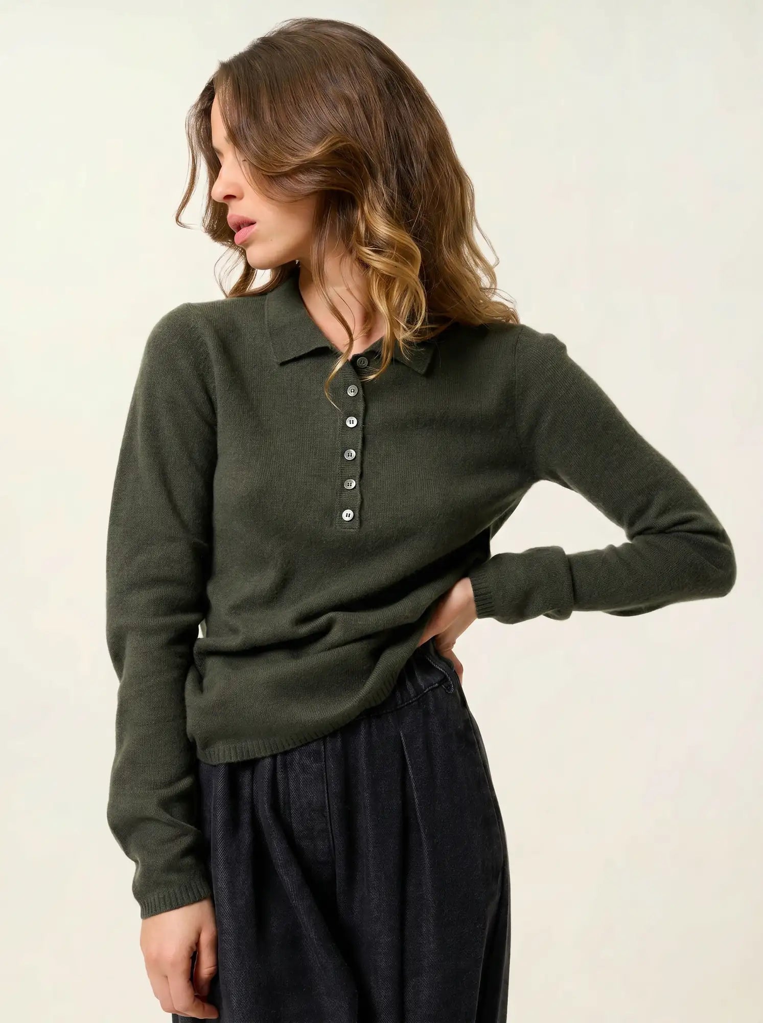SLIEVE poloshirt langarm khaki