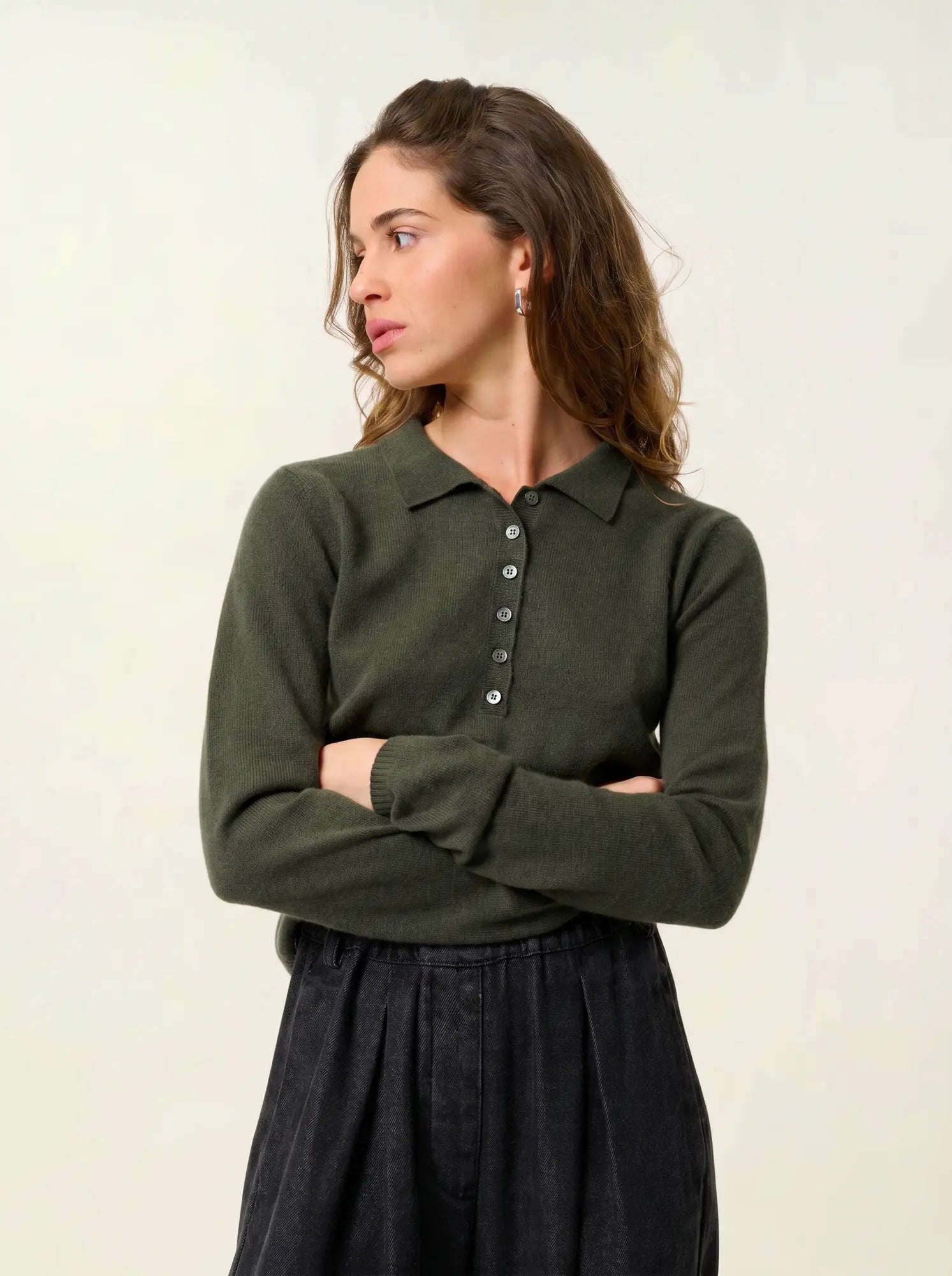 SLIEVE poloshirt langarm khaki