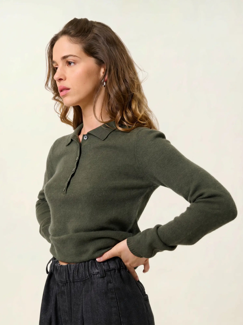 SLIEVE polo long sleeve khaki