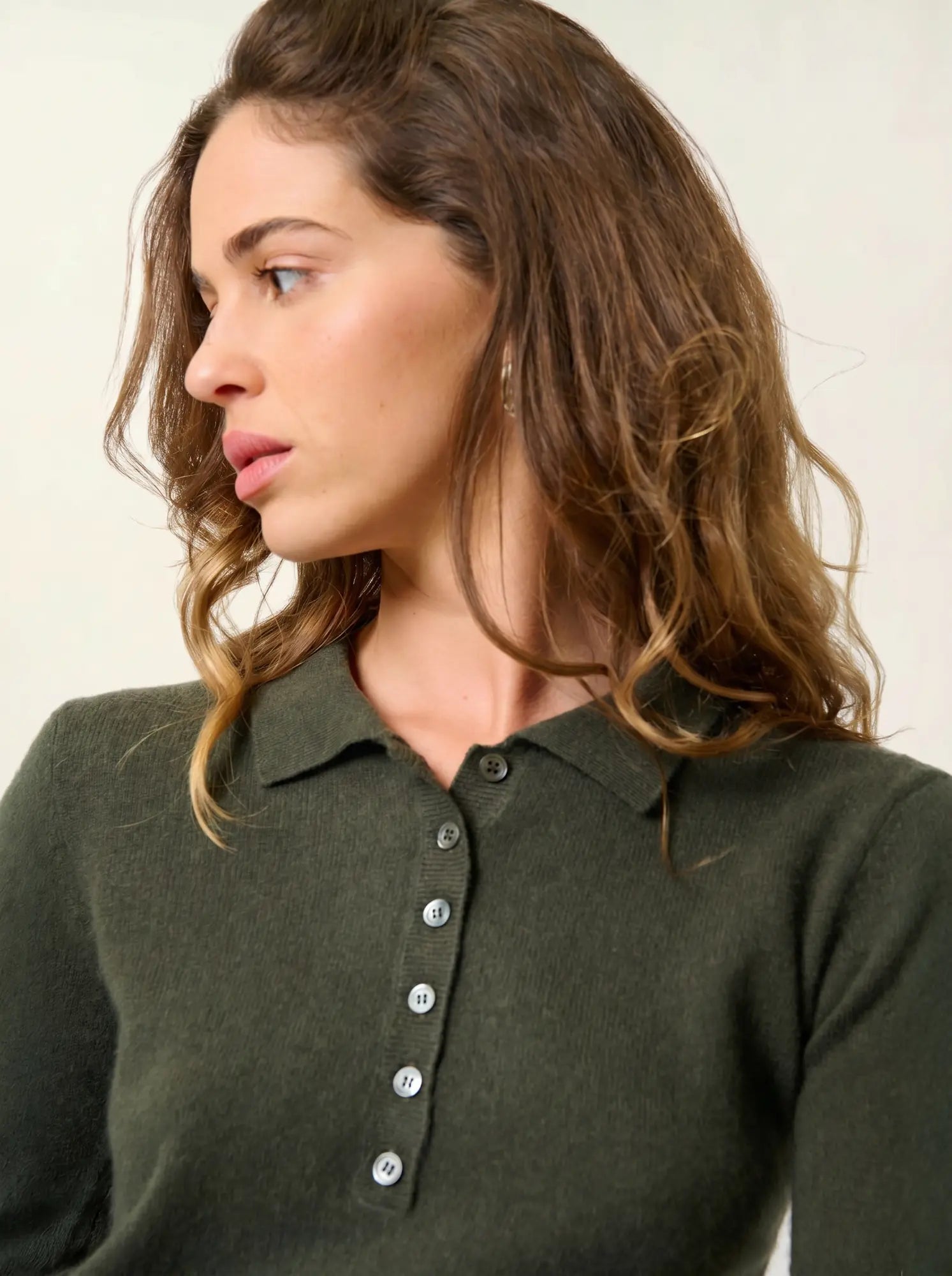 SLIEVE poloshirt langarm khaki