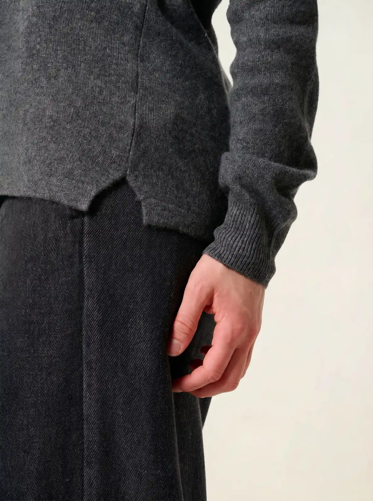 GLYDER pullover u-boot-ausschnitt tropfen vorne anthrazit meliert