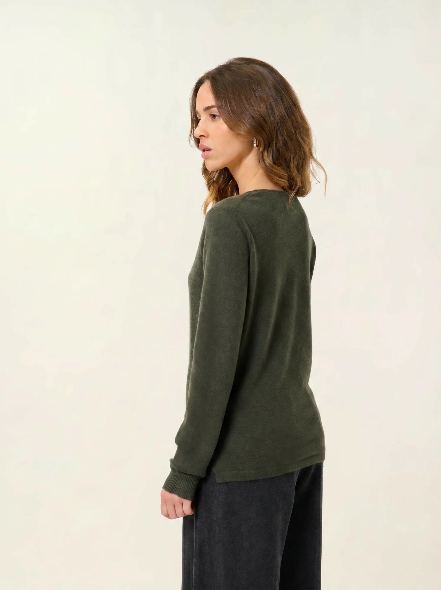GLYDER pullover u-boot-ausschnitt tropfen vorne khaki