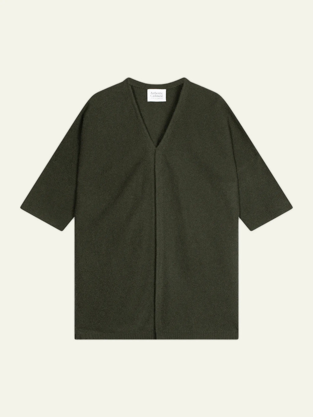 MENDIP Vest Open V-Neck 3/4 Sleeves Khaki