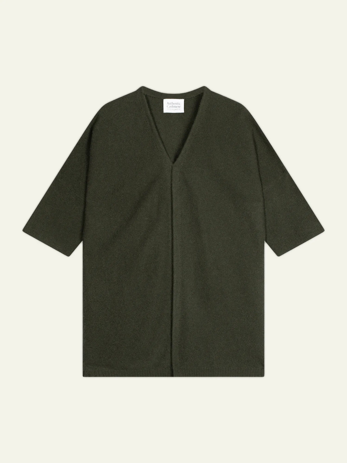 MENDIP Vest Open V-Neck 3/4 Sleeves Khaki