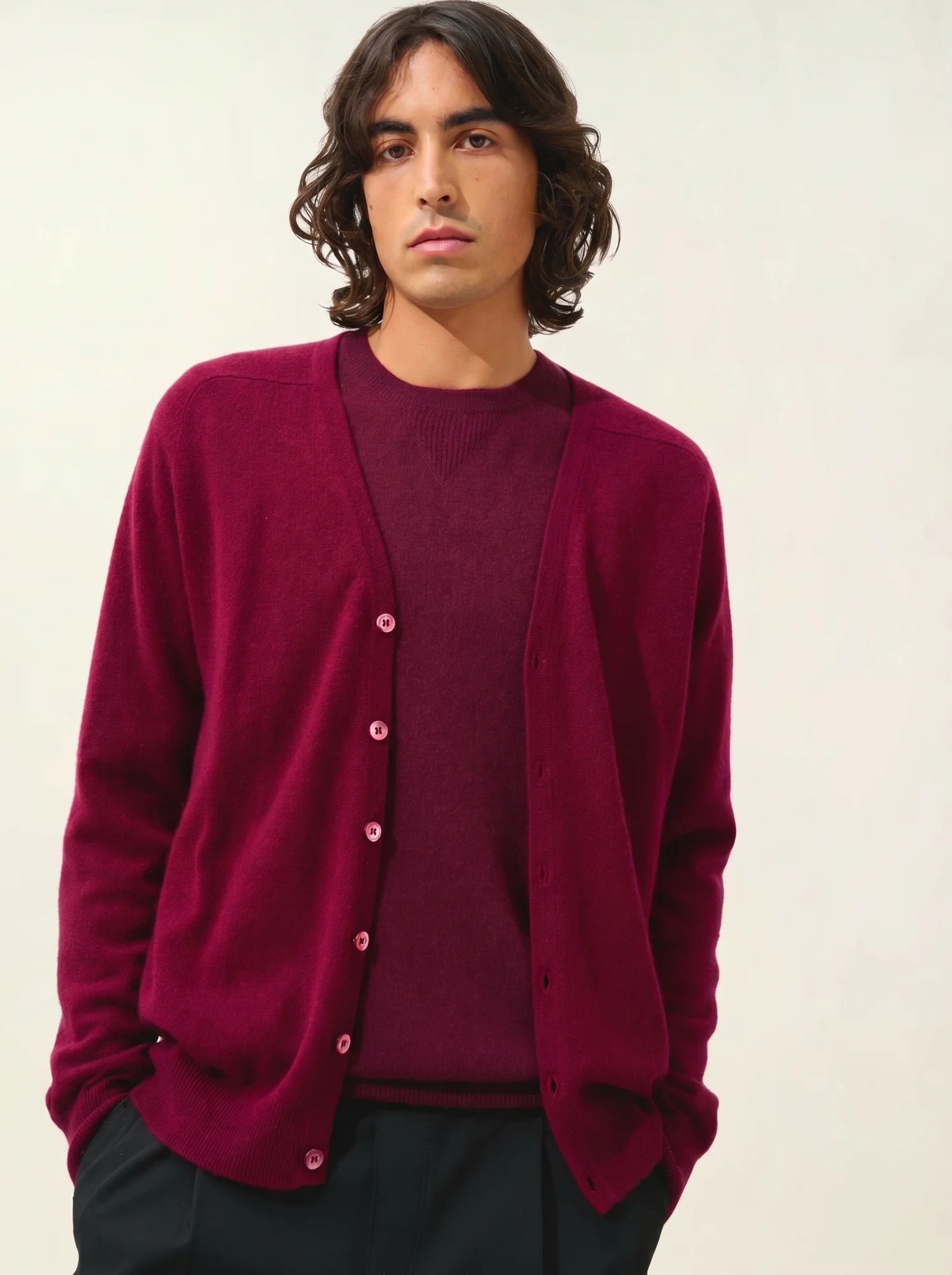 PIPA strickjacke v-ausschnitt bordeaux