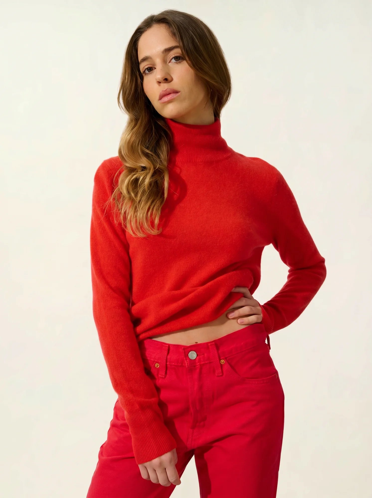 EILEEN pull col montant tomate