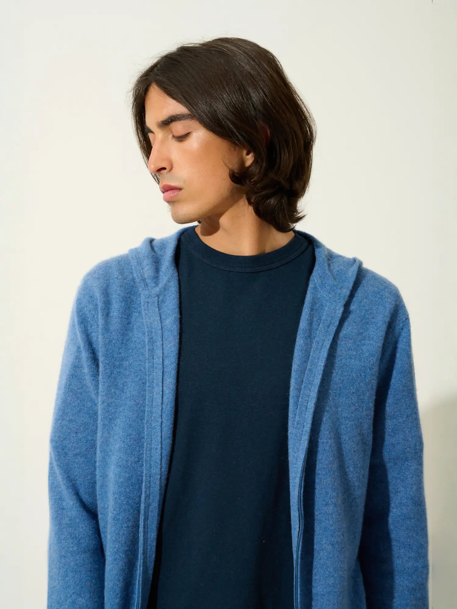 NEURRE vest zipped hooded denim blue