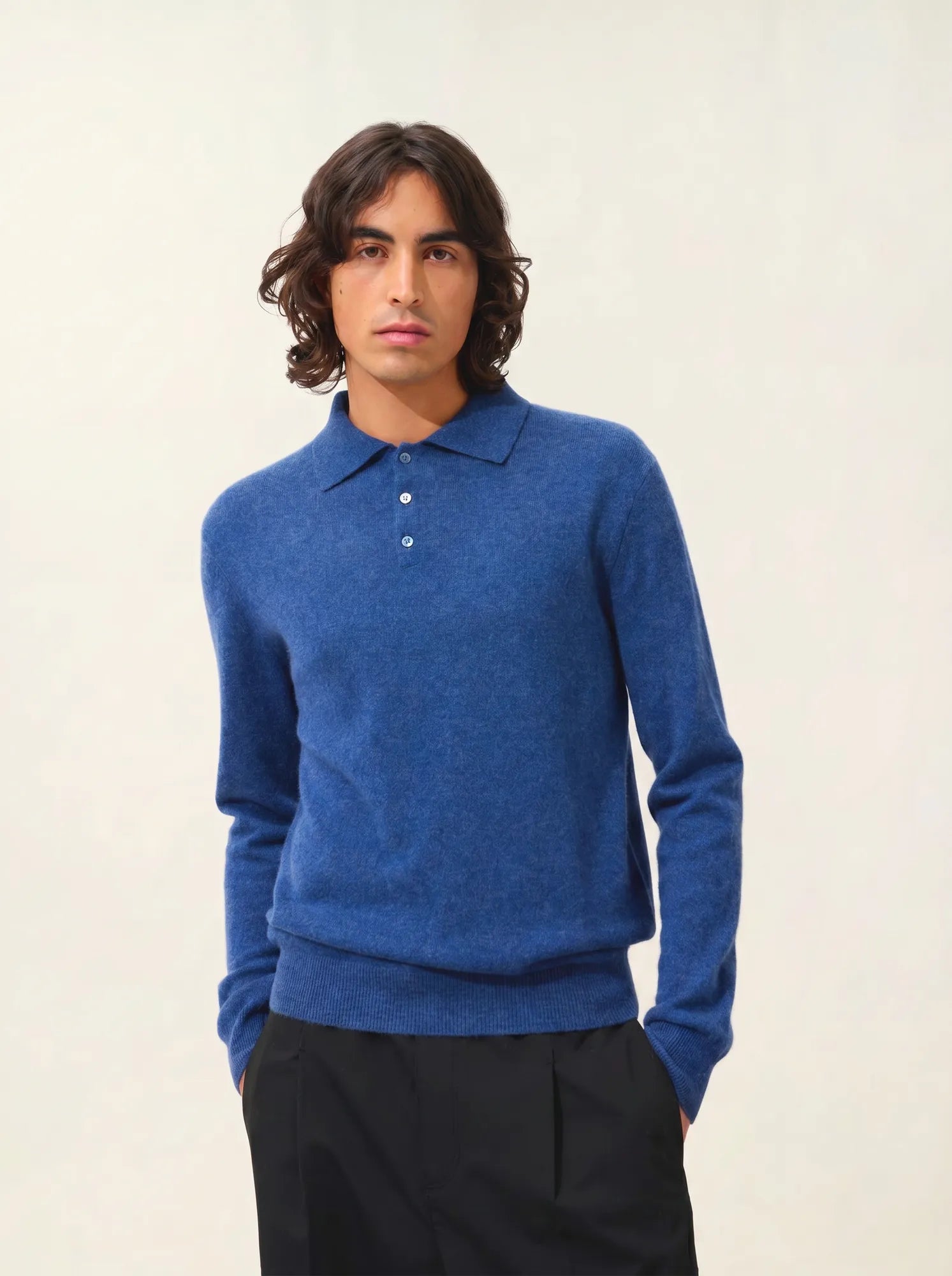 CHARVET poloshirt langarm océan meliert