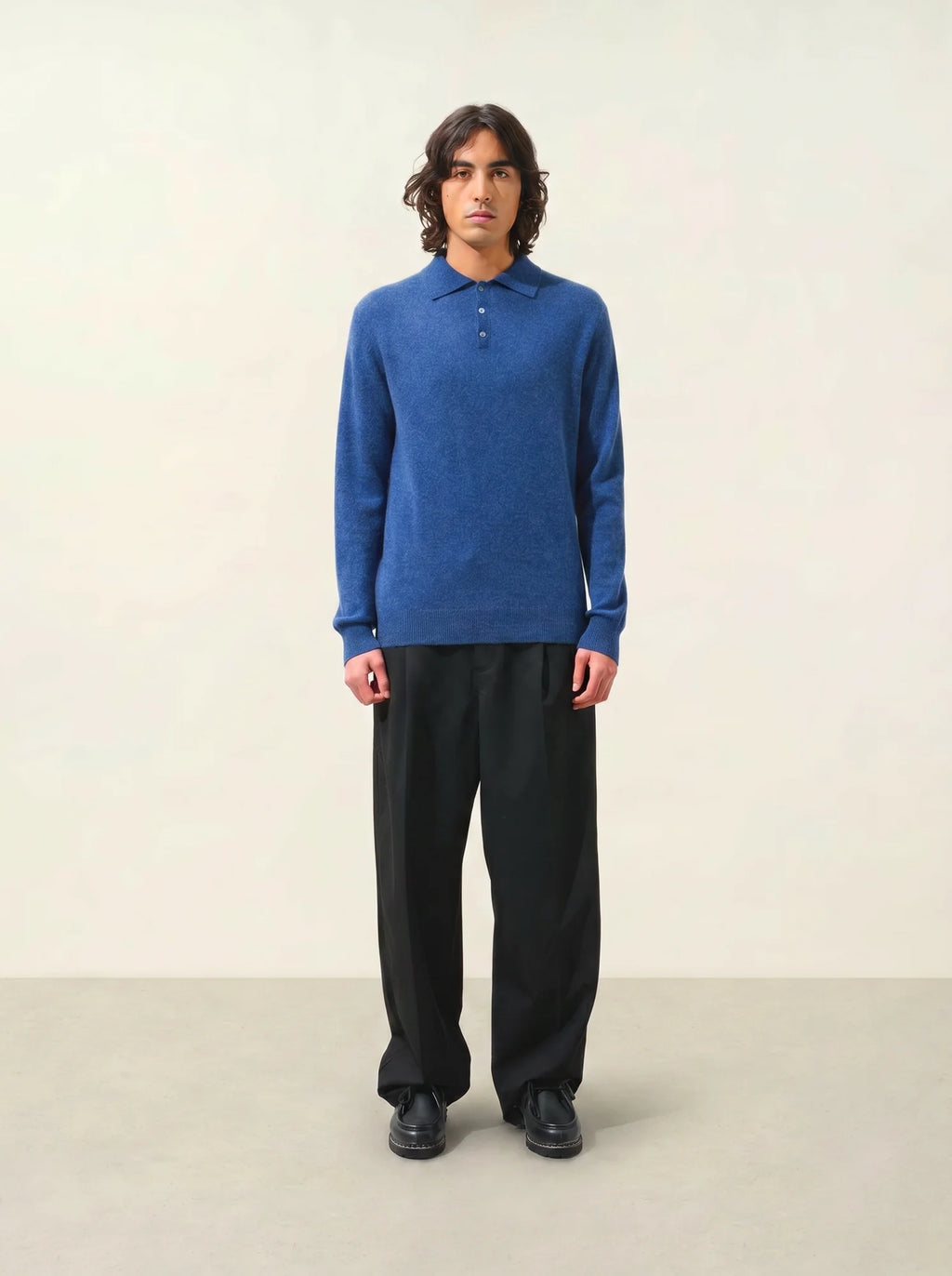 CHARVET poloshirt langarm océan meliert