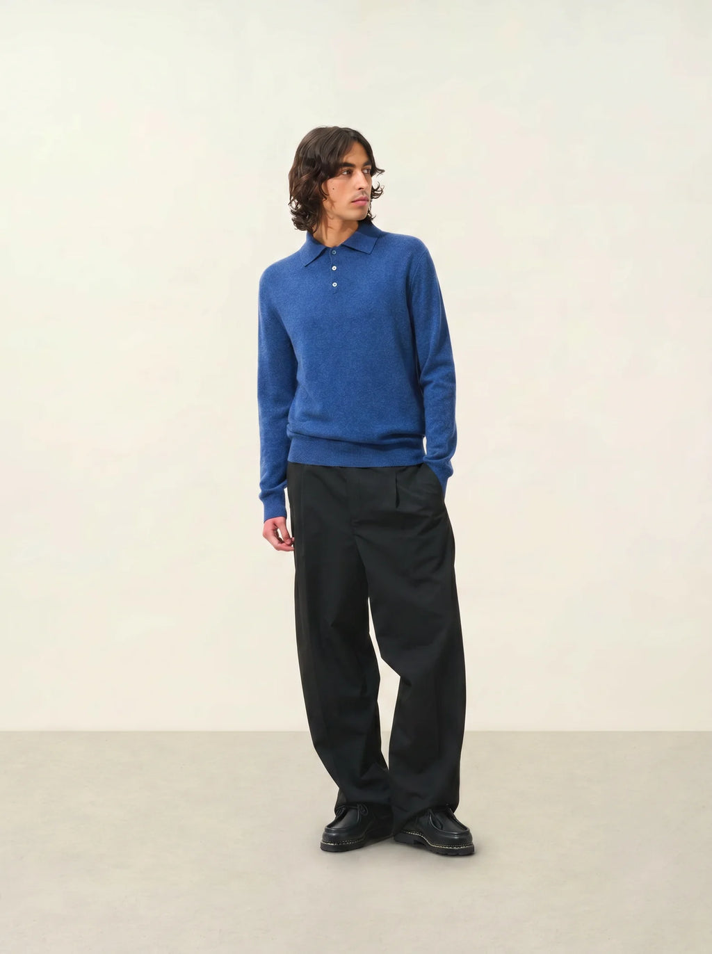 CHARVET poloshirt langarm océan meliert