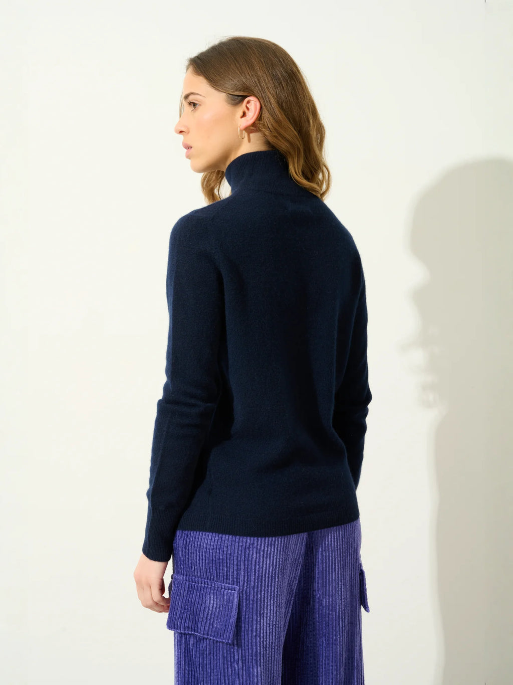 EILEEN pull col montant bleu marine