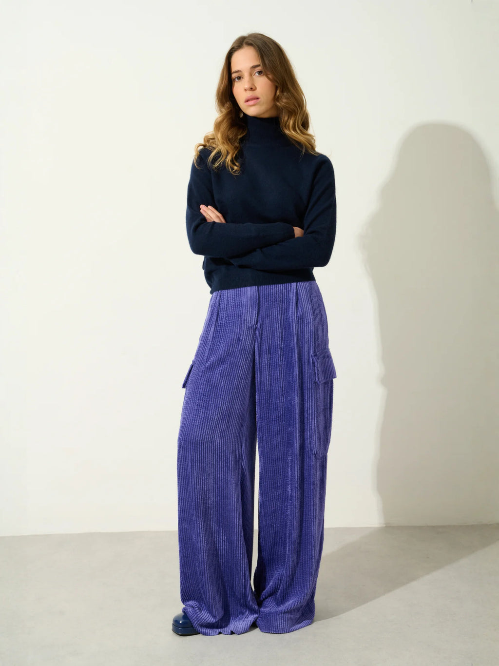 EILEEN pull col montant bleu marine
