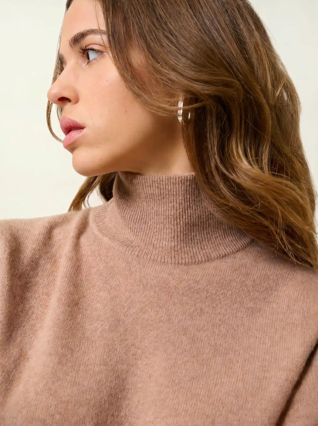 EILEEN pullover stehkragen camel meliert