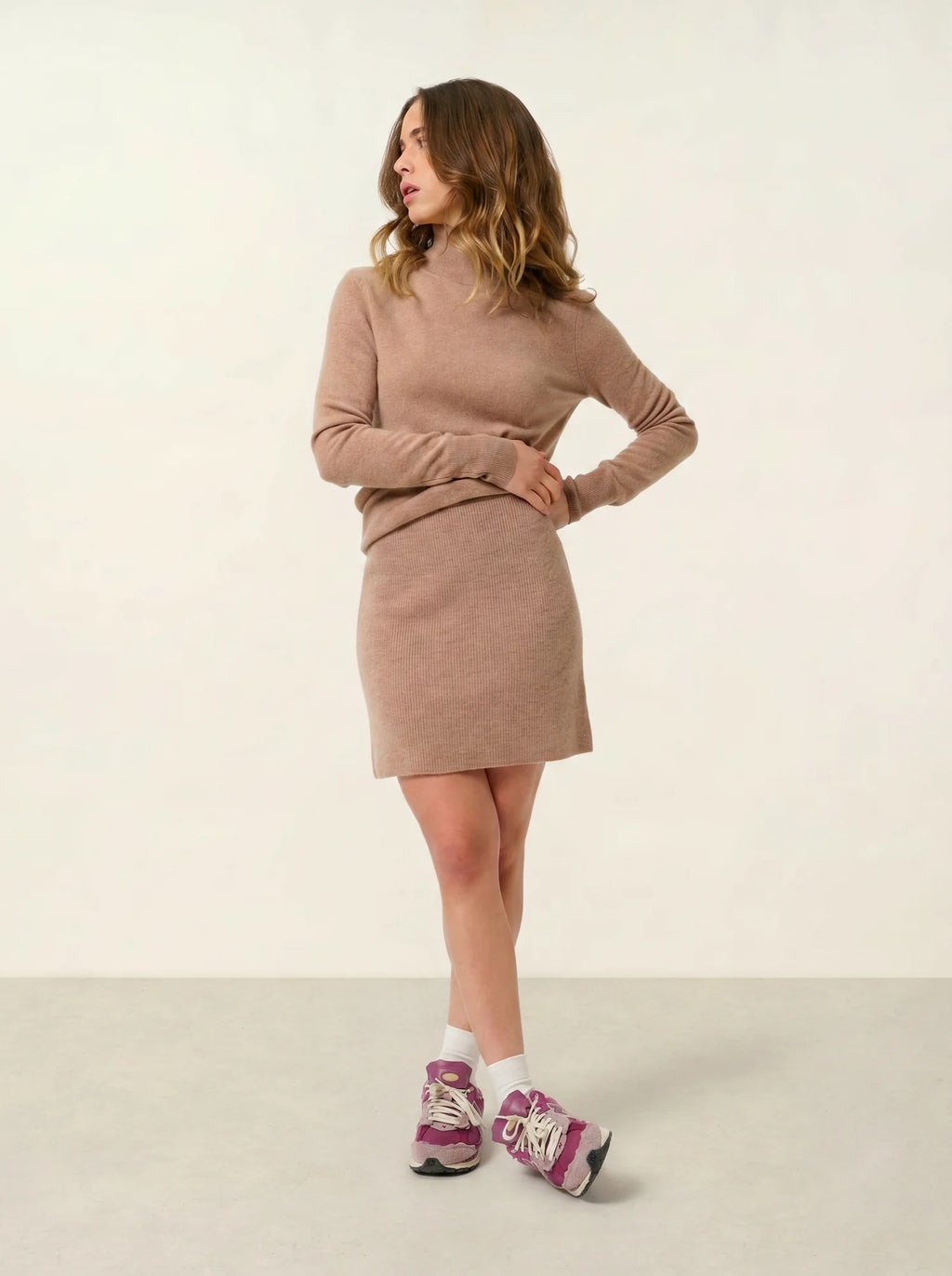 EILEEN pullover stehkragen camel meliert