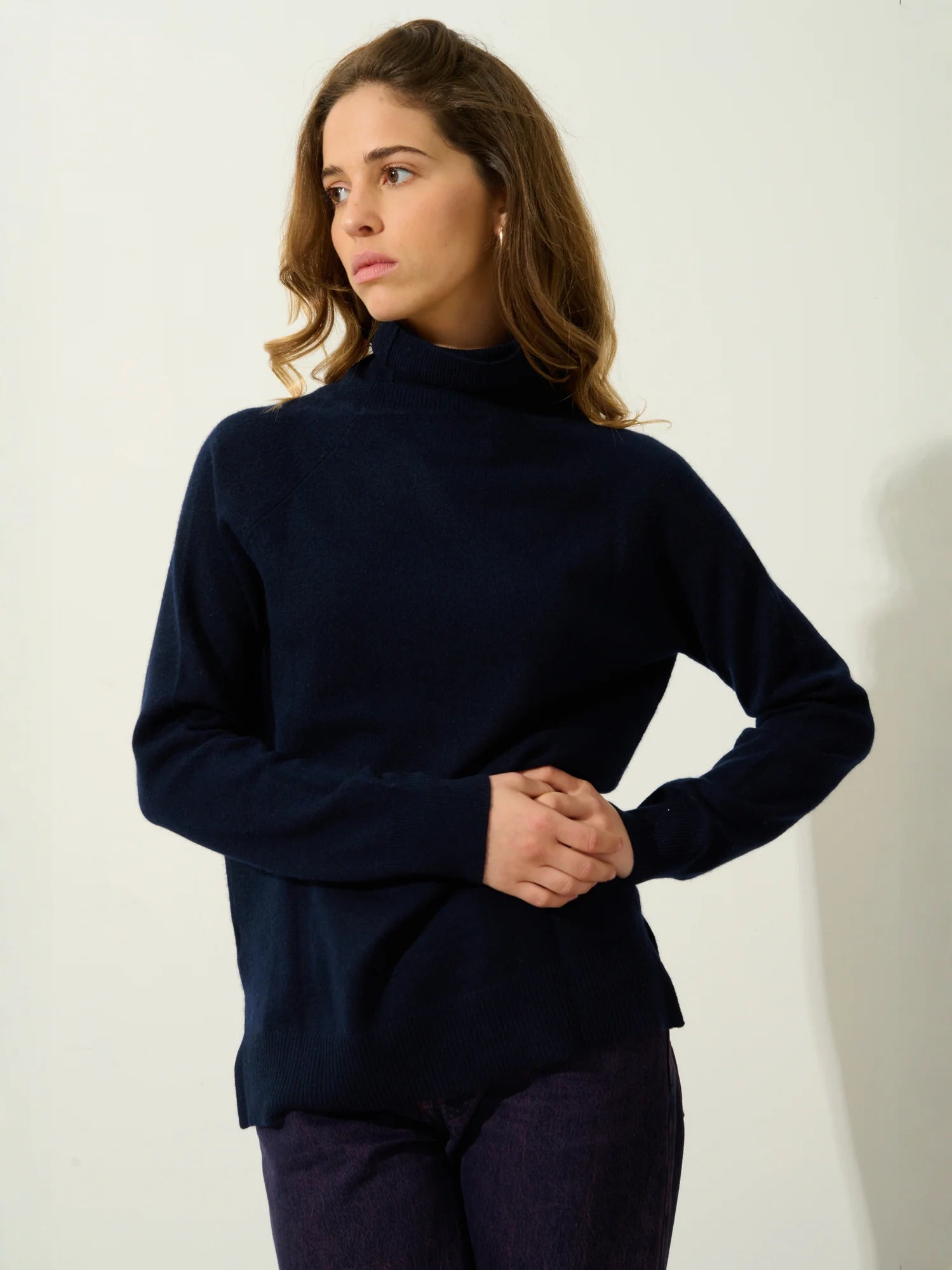 MADELINE pull col roulé bleu marine
