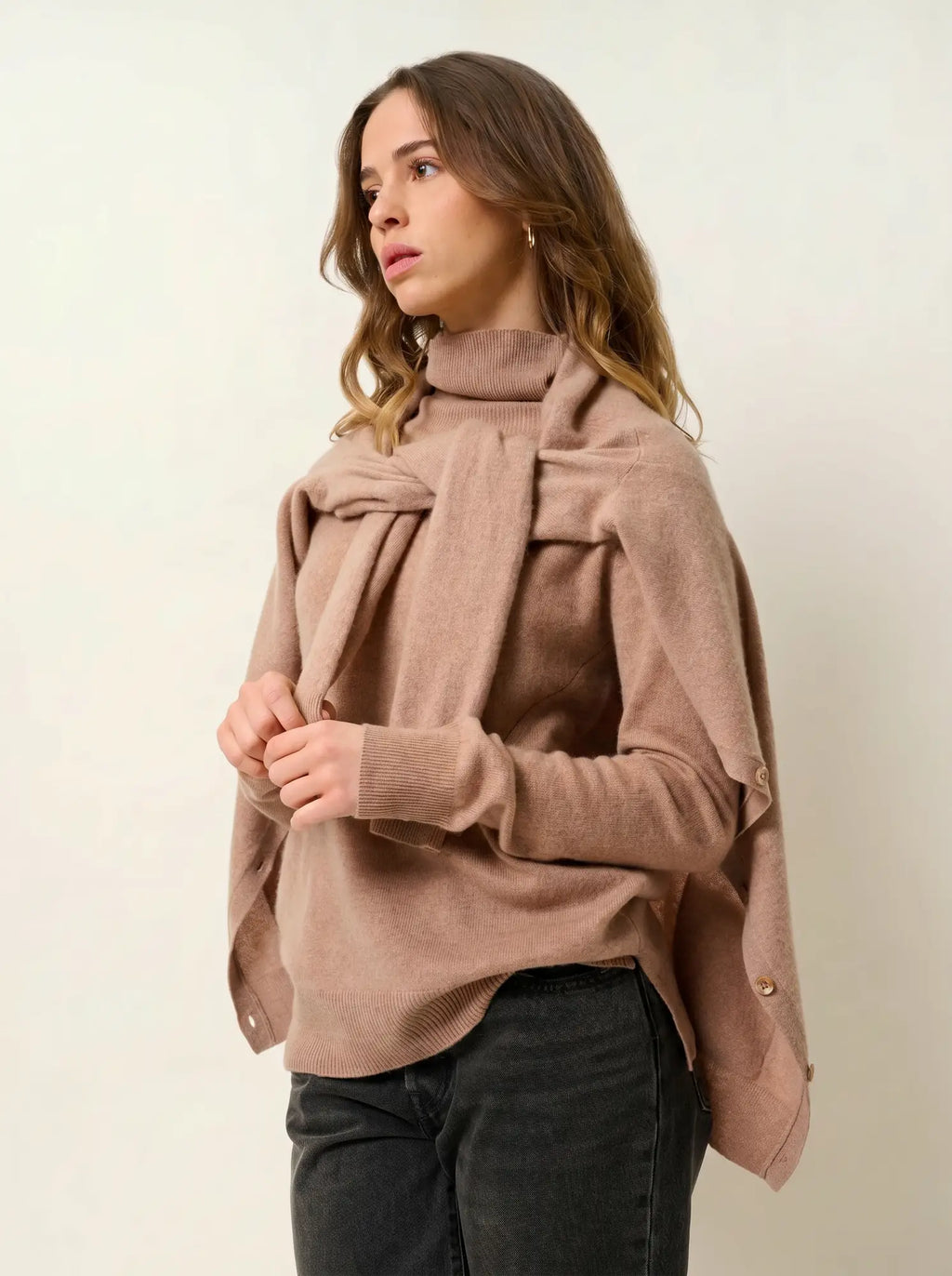 MADELINE pullover rollkragen camel meliert