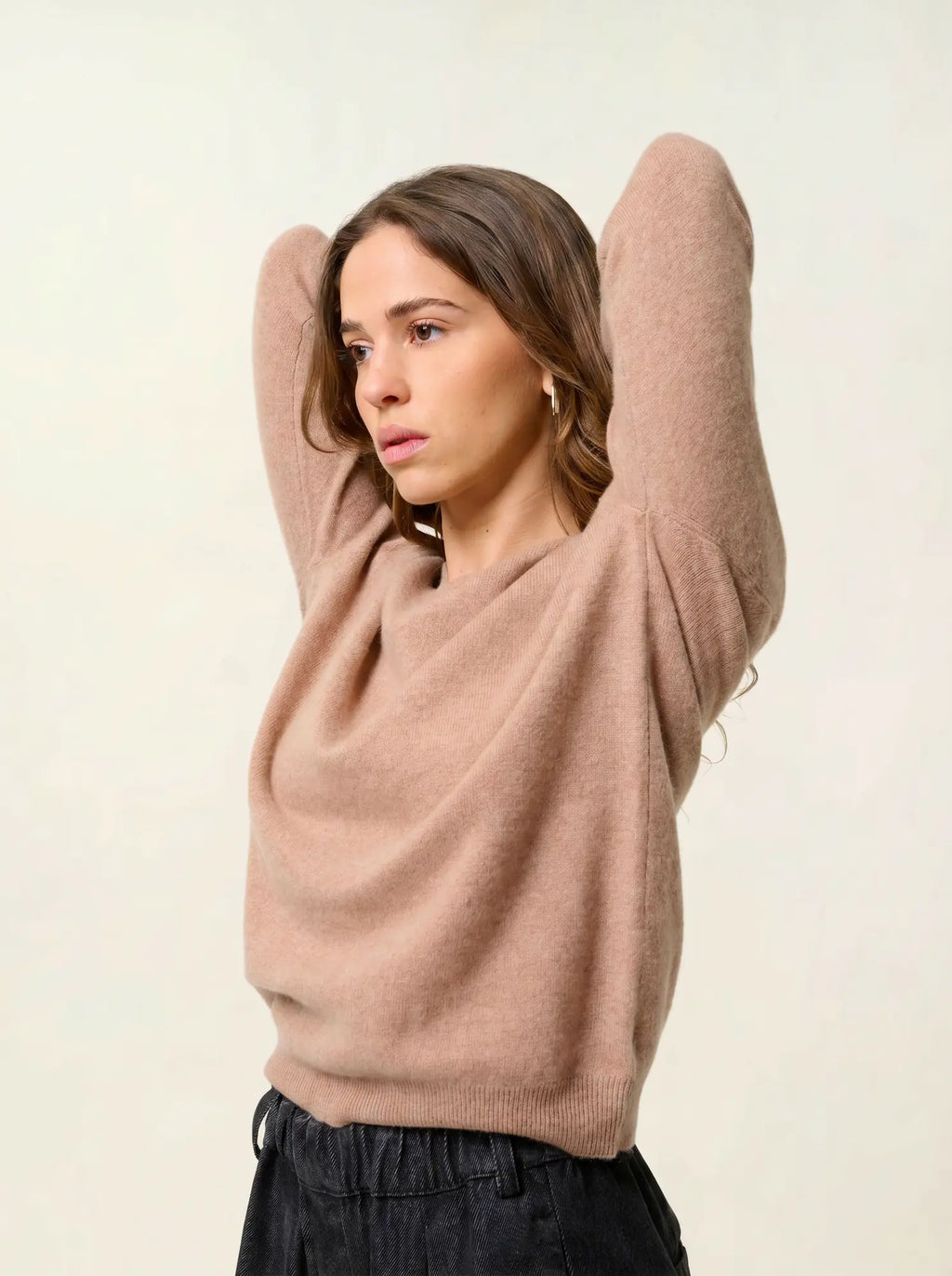 SAVANNAH Pullover V-Ausschnitt Camel meliert