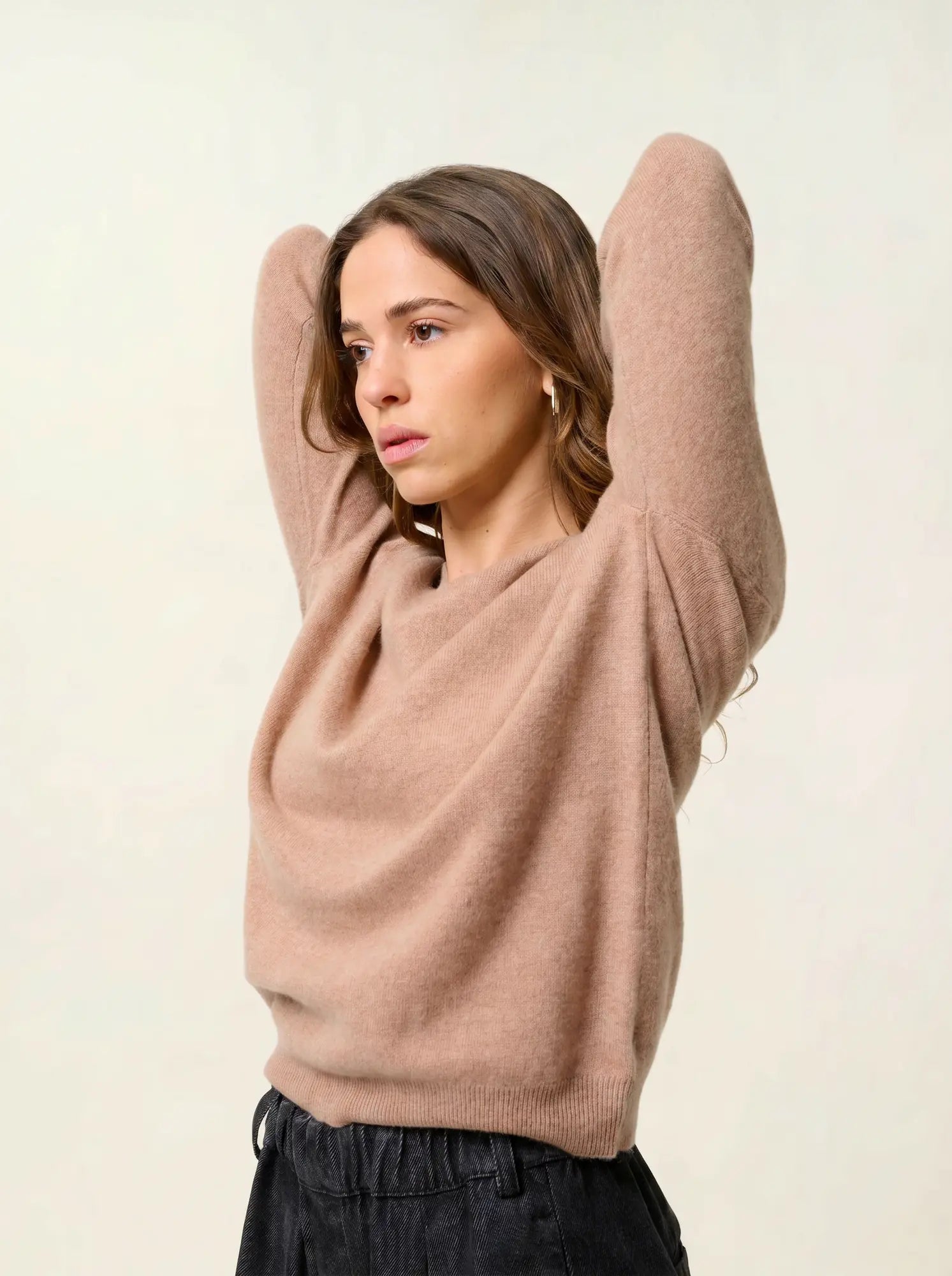 SAVANNAH sweater v-neck heather camel