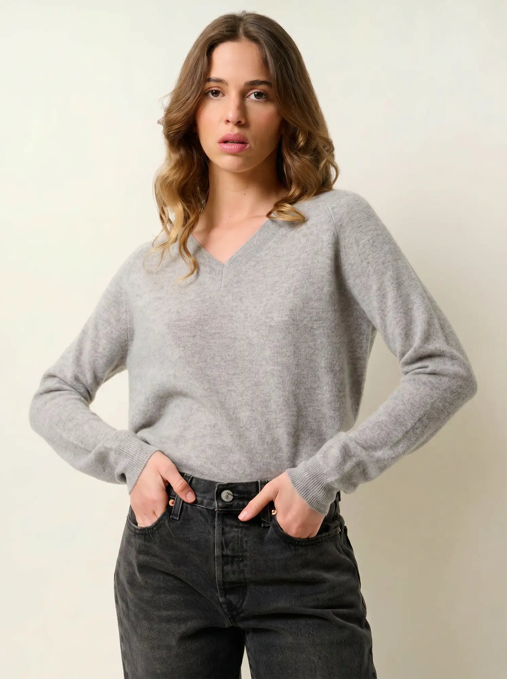 SAVANNAH pullover v-ausschnitt wolke meliert