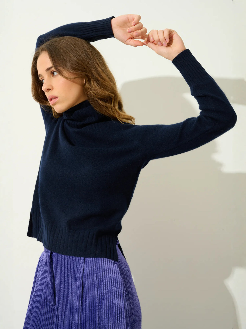 CASSY pull col roulé bleu marine
