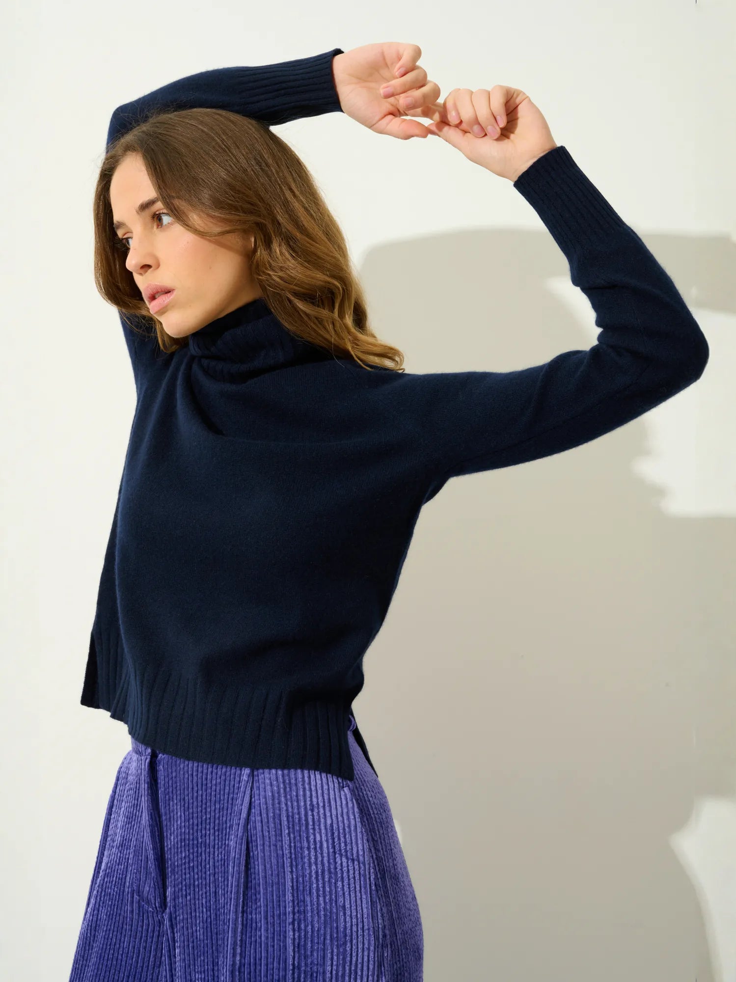 CASSY pull col roulé bleu marine