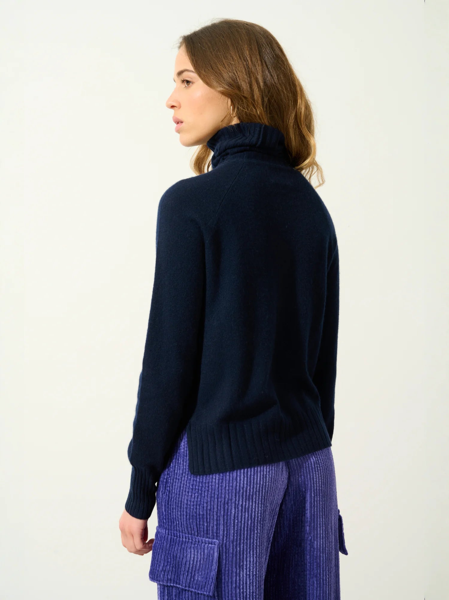 CASSY pull col roulé bleu marine