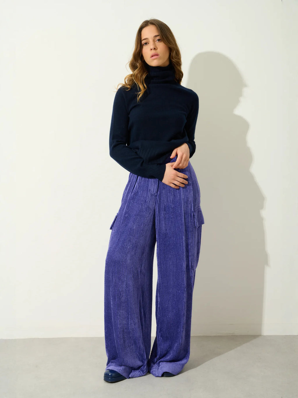 CASSY pull col roulé bleu marine
