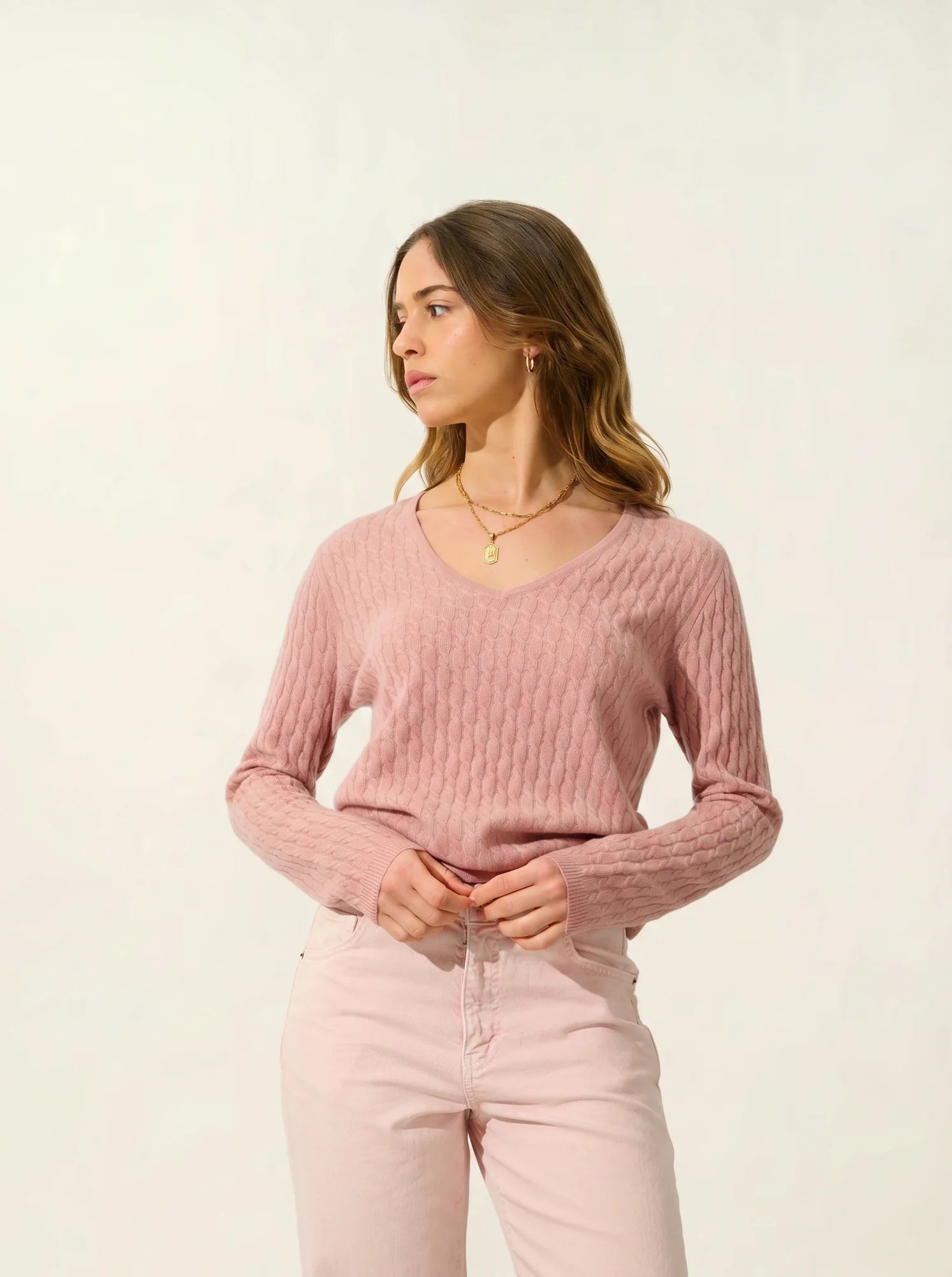 GRASMOOR pull col V bois de rose