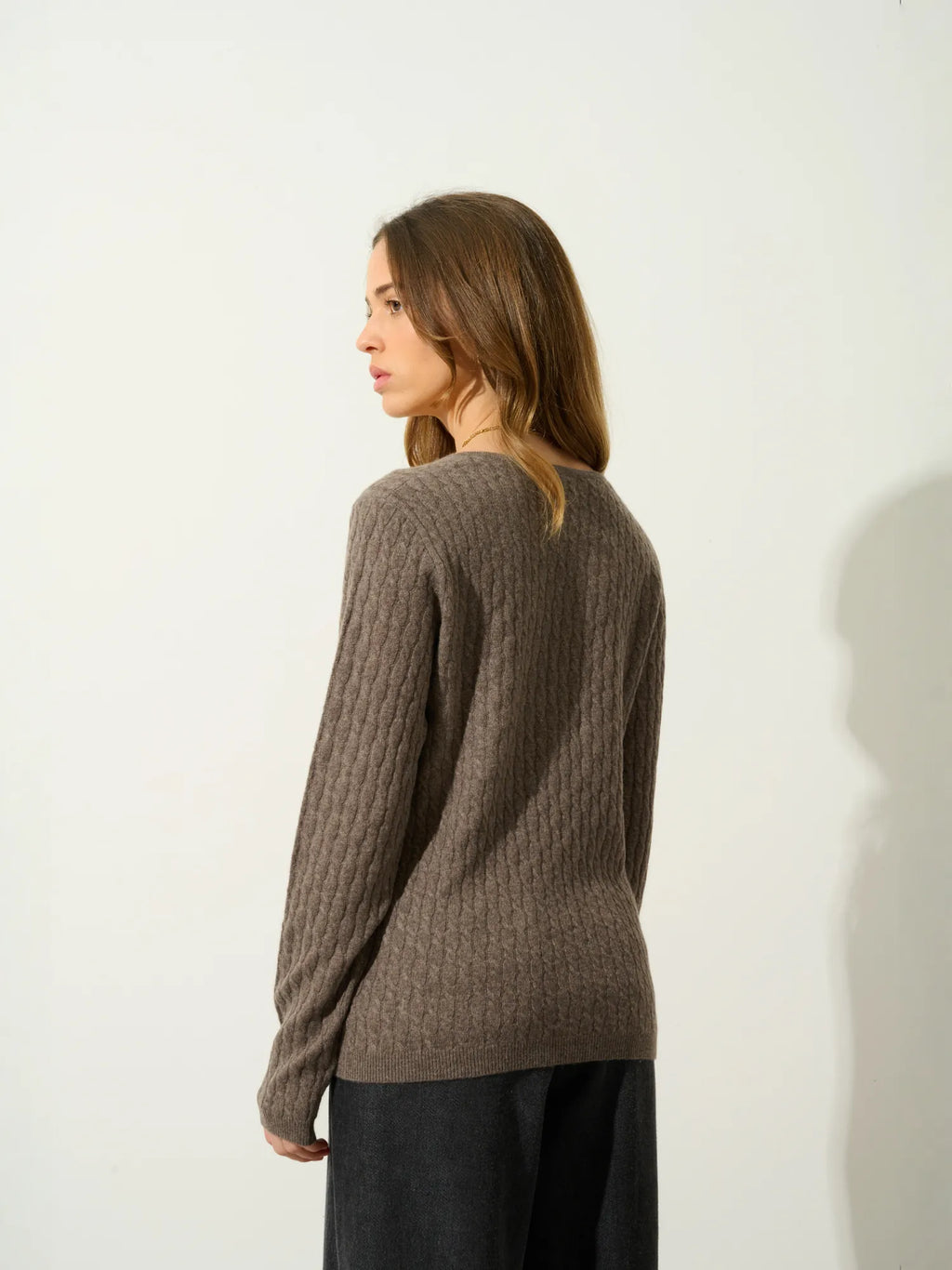 GRASMOOR pullover v-ausschnitt taupe meliert
