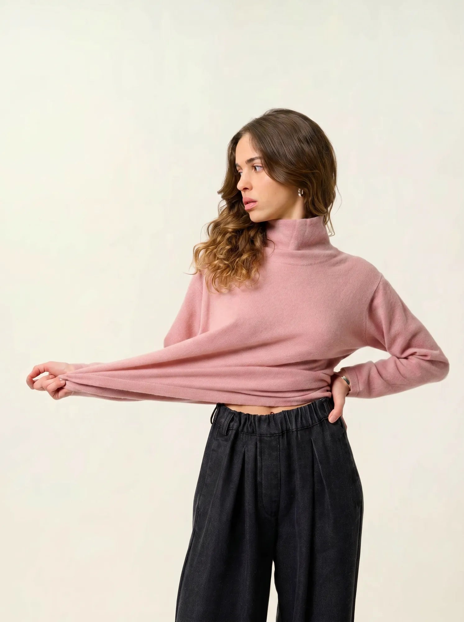 CHEVIOT pull col montant bénitier bois de rose