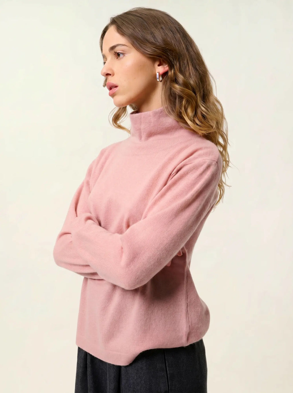 CHEVIOT pull col montant bénitier bois de rose